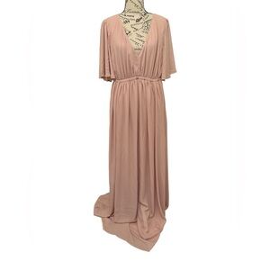 Show Me Your Mumu Fay Flutter Sleeve Maxi Dress  Peach Wedding PartyShow size 2x
